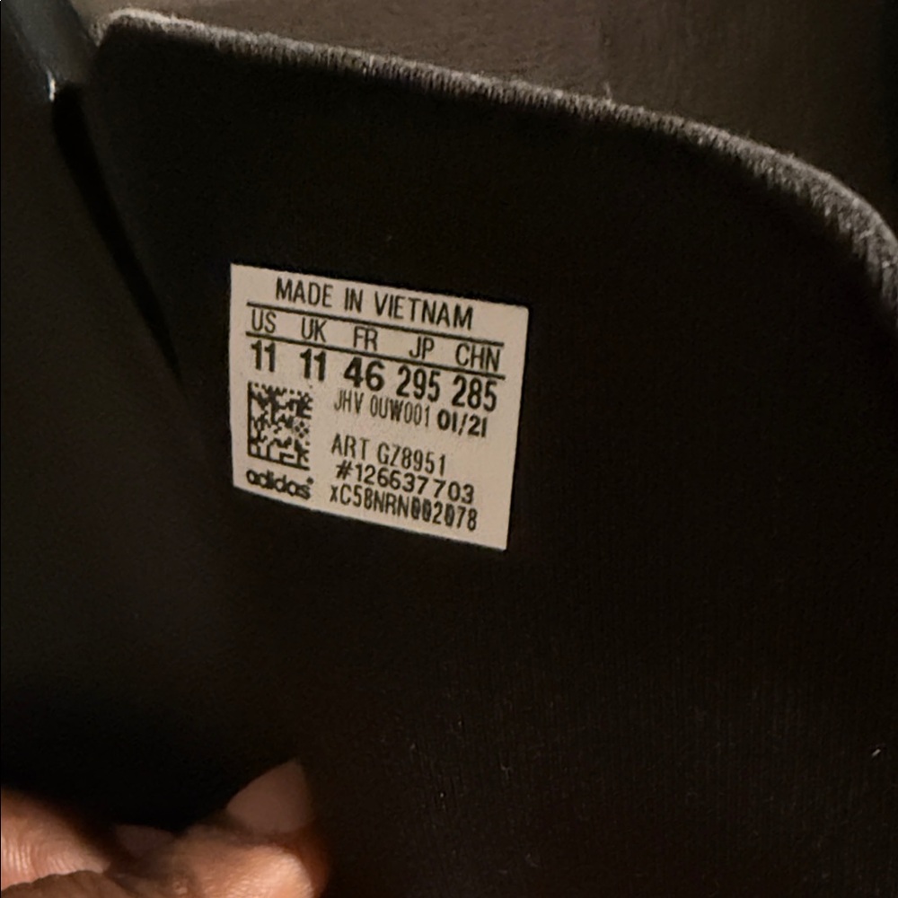 adidas Black and White Slide Sandals with Signature Stripes - Picture 2 of 3